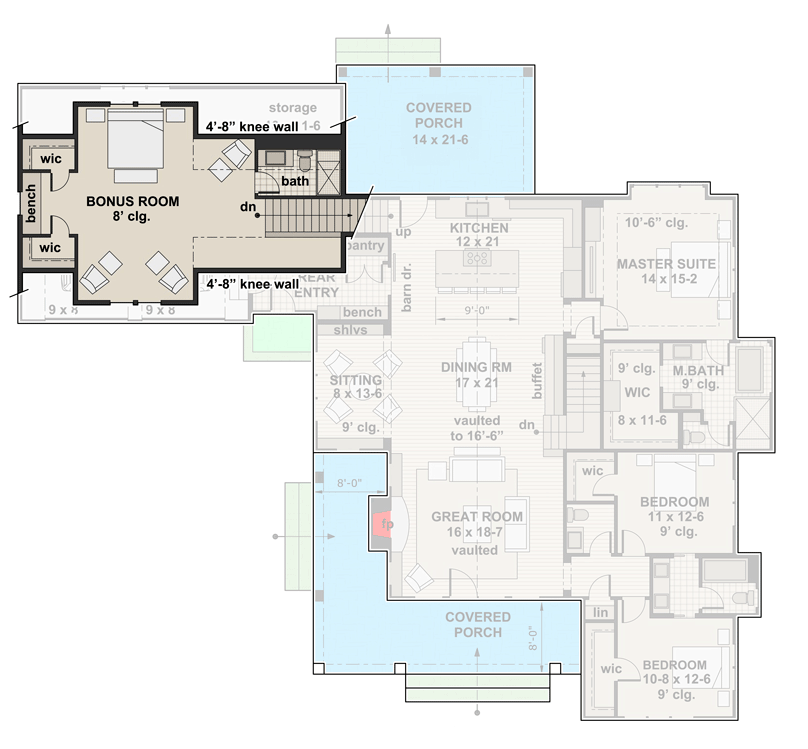 Plan 14660RK: Modern 3-Bed Farmhouse with Vaulted Open Concept Interior - Floor Plan - 2nd Floor - Coastal, Country, Farmhouse, Modern Farmhouse, New American, Traditional