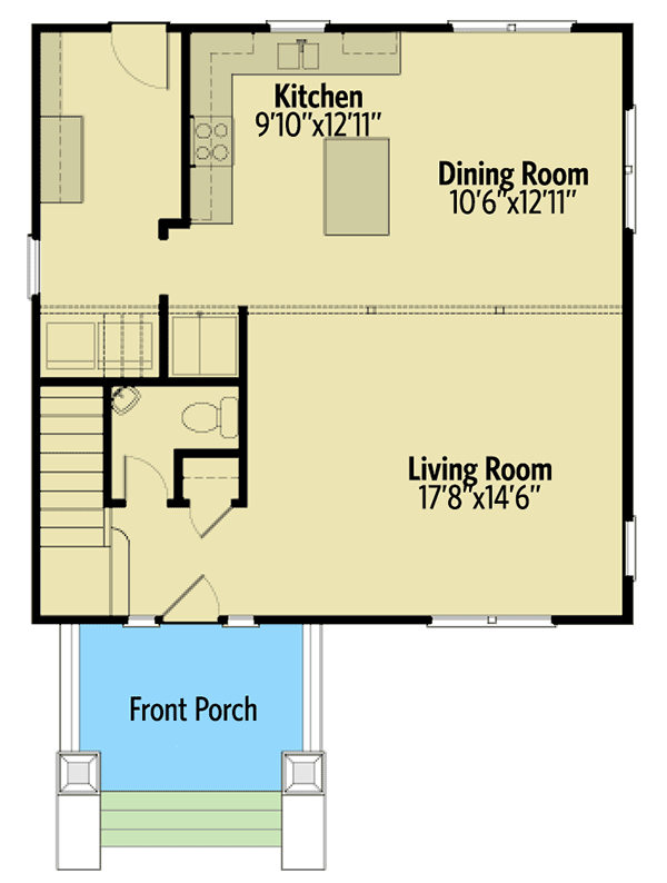 Plan 50163PH: Handsome Four Square House Plan - Floor Plan - Main Level - Bungalow, Northwest, Traditional