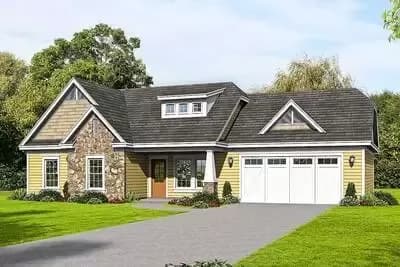 Craftsman Ranch Home Plan With Vaulted Interior