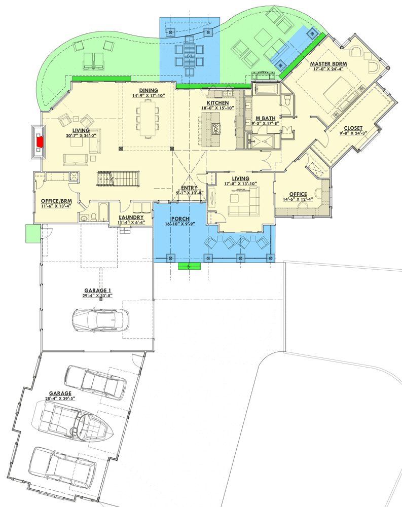 Plan 64463SC: Spacious Modern Farmhouse House Plan - Floor Plan - Main Level - Country, Farmhouse