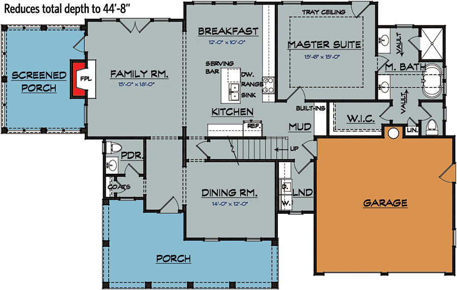 Plan 740005LAH: Country House Plan With Flexible Upper Floor - 2381 Sq Ft - Floor Plan - Main Level with Front-Facing Garage Option (+$295) - Country, New American, Southern, Traditional