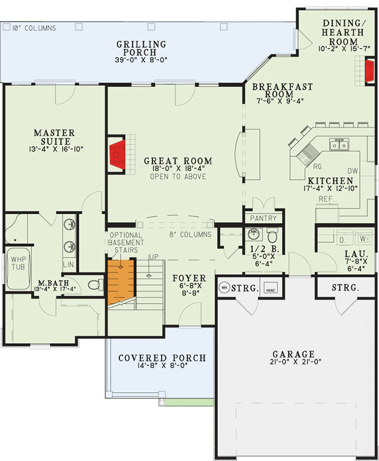 Plan 60707ND: House Plan With Vaulted Great Room And Optional Fourth Bedroom - 2558 Sq Ft - Floor Plan - Main Level - Craftsman, Traditional