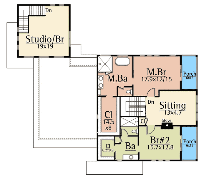 Plan 18842CK: Modern House Plan with Separate Apartment - Floor Plan - 2nd Floor - Contemporary, Modern, New Orleans, Rustic