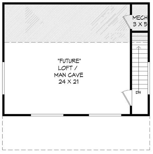 Plan 68509VR: Detached Garage With Man-Cave Above - Floor Plan - 2nd Floor - Country, Traditional