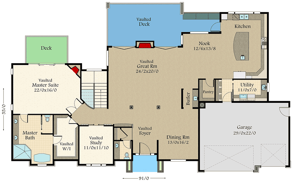 Plan 85240MS: Exclusive Rustic House Plan with 4 Bedrooms  - Floor Plan - Main Level - Craftsman, Northwest, Rustic