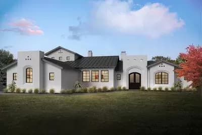 Contemporary Mission-Inspired 3 Bedroom House Plan With Game Room Upstairs