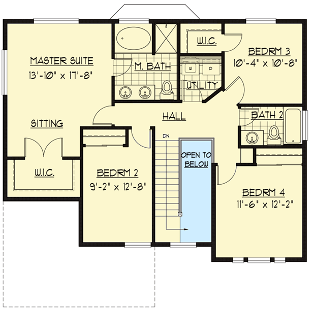 Plan 737020LVL: Traditional House Plan with Formal and Informal Living Areas - Floor Plan - 2nd Floor - Traditional