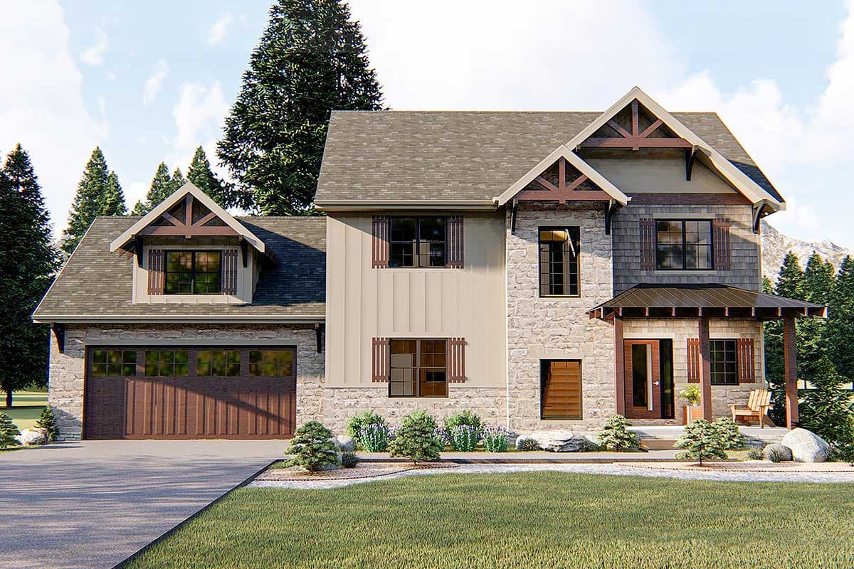 Plan 62721DJ: Mountain Rustic House Plan With 3 Upstairs Bedrooms - 1910 Sq Ft - Image #6 - Craftsman, Mountain, Rustic, Vacation