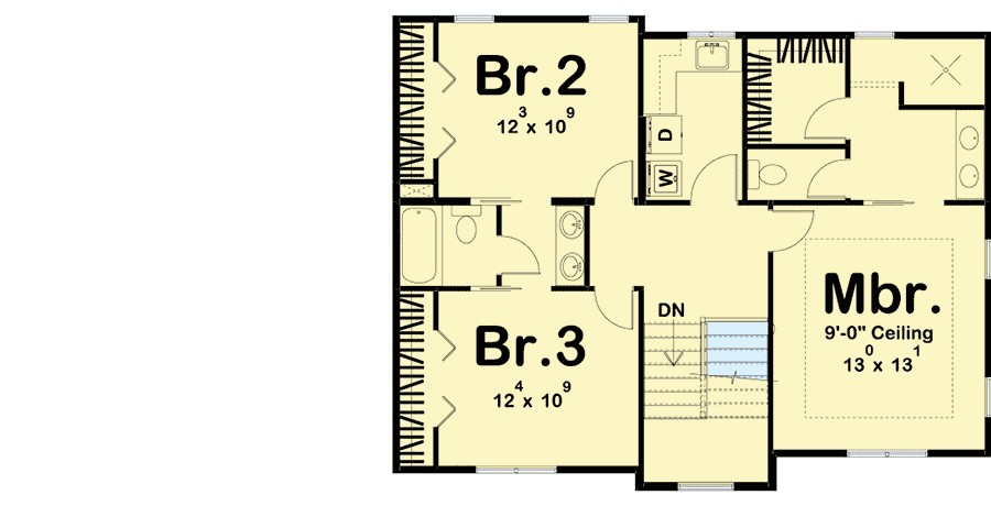 Plan 62721DJ: Mountain Rustic House Plan With 3 Upstairs Bedrooms - 1910 Sq Ft - Floor Plan - 2nd Floor - Craftsman, Mountain, Rustic, Vacation