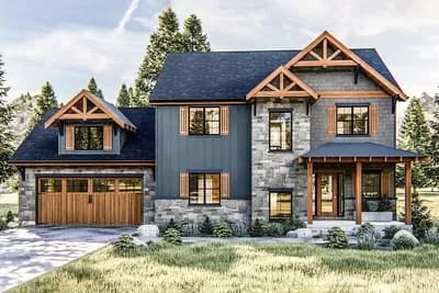 Mountain Rustic House Plan With 3 Upstairs Bedrooms - 1910 Sq Ft