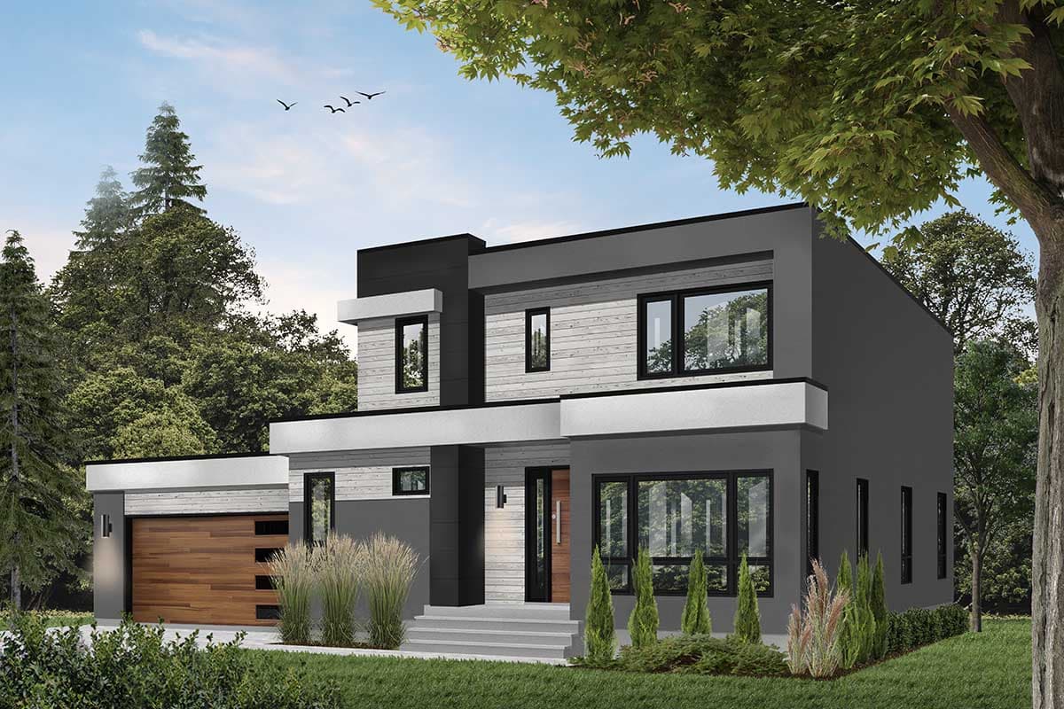 Plan 22487DR: Modern House Plan With Master-Up With Outdoor Balcony - Image #4 - Modern, Northwest