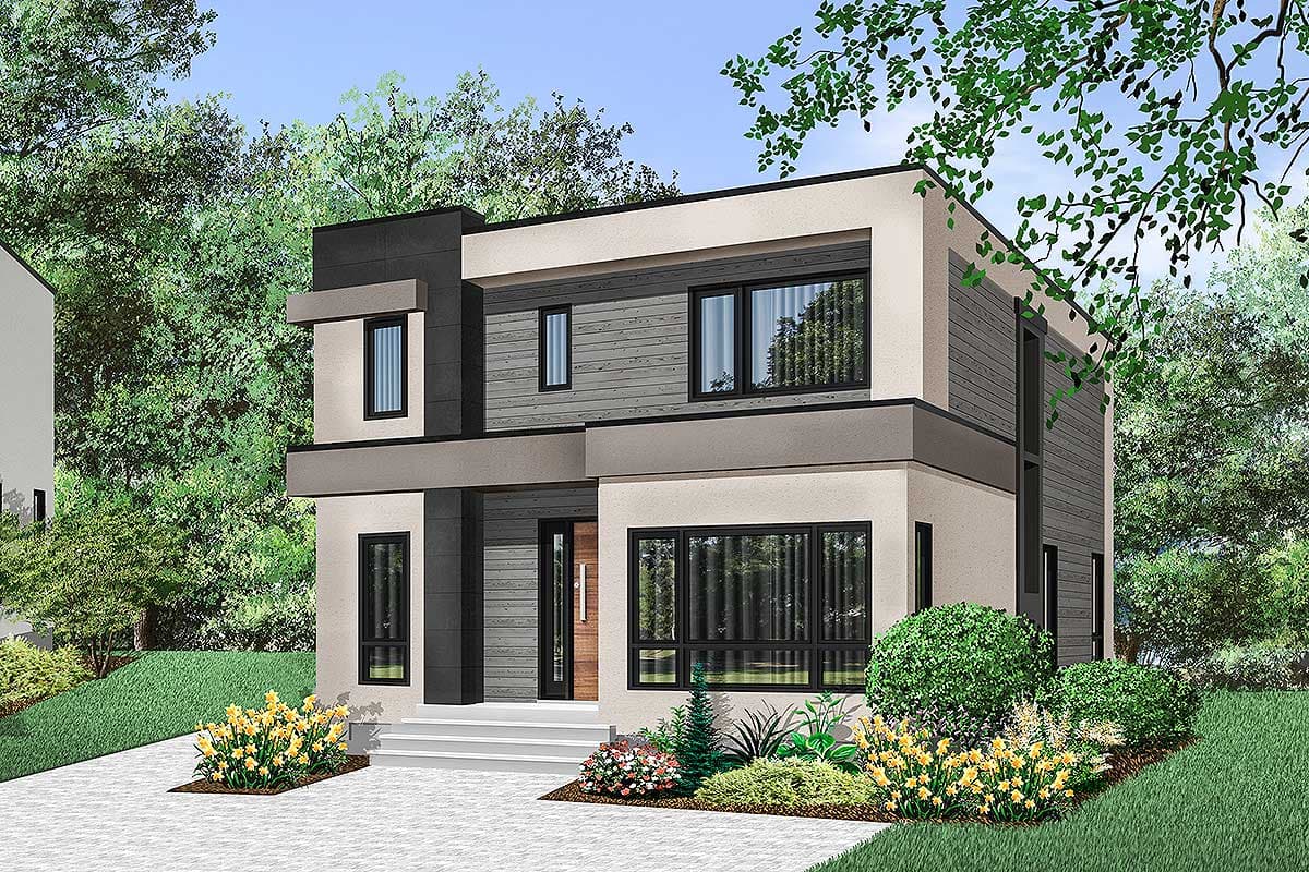 Plan 22488DR: 4-Bed Modern House Plan with Master Balcony - Image #4 - Modern, Northwest