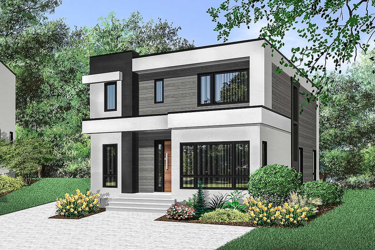 Plan 22488DR: 4-Bed Modern House Plan with Master Balcony - Image #5 - Modern, Northwest