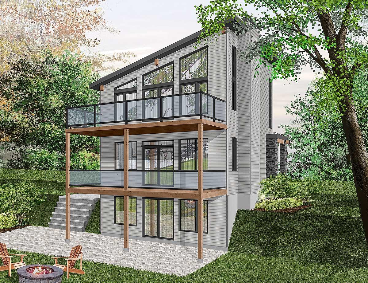 Plan 22492DR: Contemporary Vacation House Plan - Image #5 - Contemporary, Mid Century Modern, Modern, Northwest, Vacation