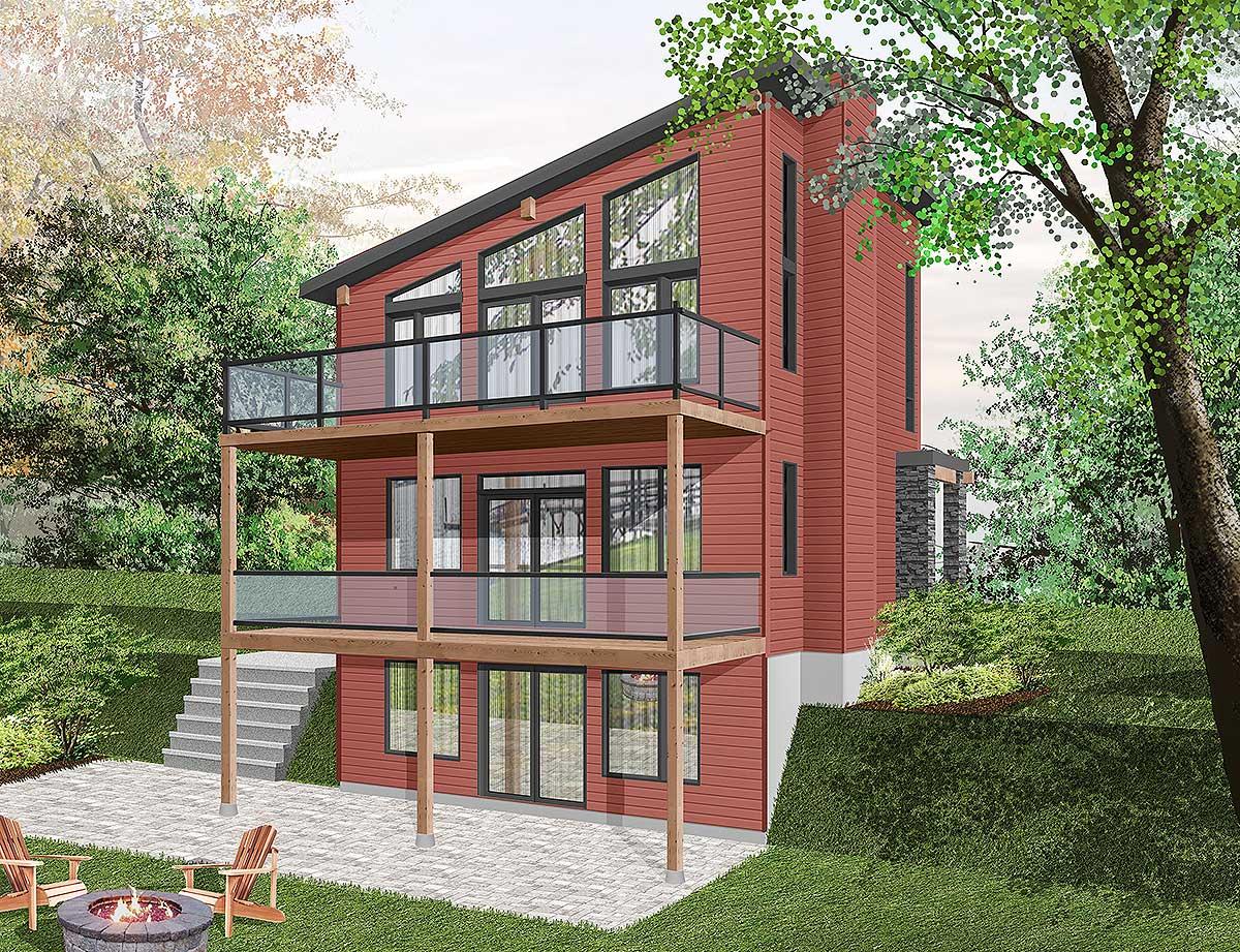 Plan 22492DR: Contemporary Vacation House Plan - Image #7 - Contemporary, Mid Century Modern, Modern, Northwest, Vacation