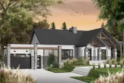 Modern Ranch Home Plan with Vaulted Interior