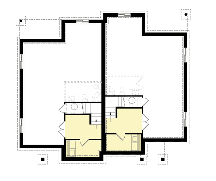 Plan 22485DR: Two Family House Plan with Slightly Offset Units - Floor Plan - Optional Lower Level 