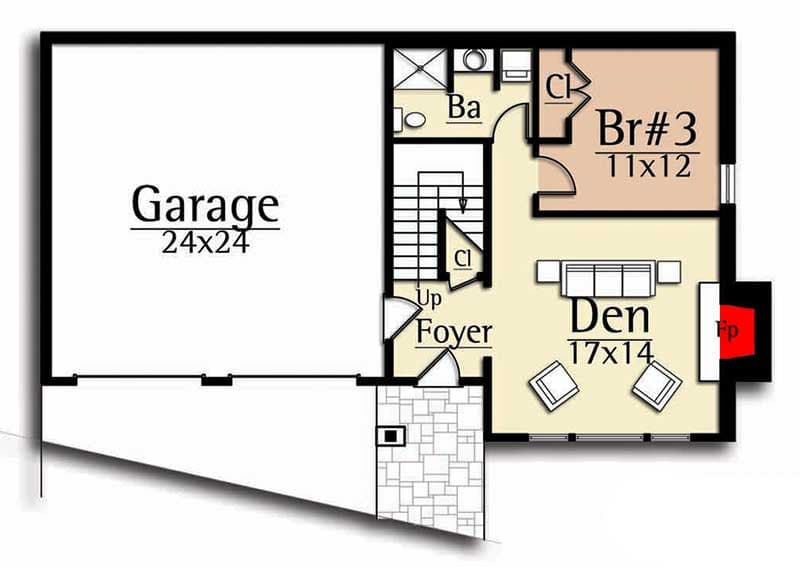 Plan 18754CK: Rugged And Rustic 3-Bed Carriage House Plan - Floor Plan - Main Level - Rustic