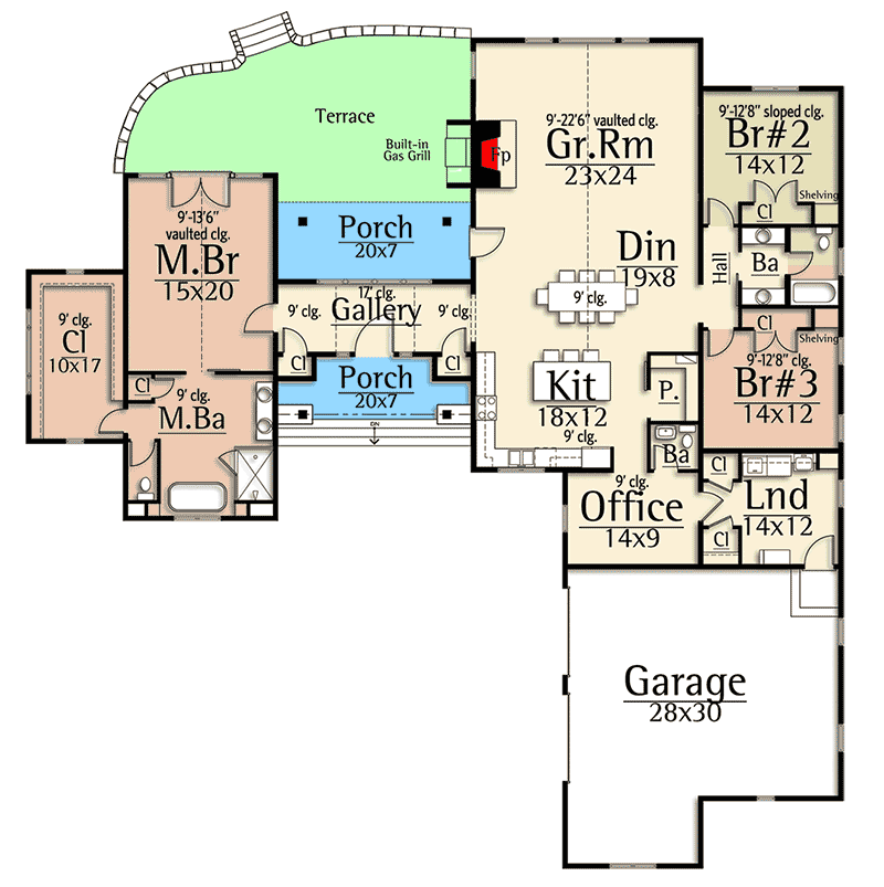 Plan 18846CK: Rustic Mountain Ranch House Plan - 2886 Sq Ft - Floor Plan - Main Level - Country, Craftsman, Mountain, Ranch, Rustic