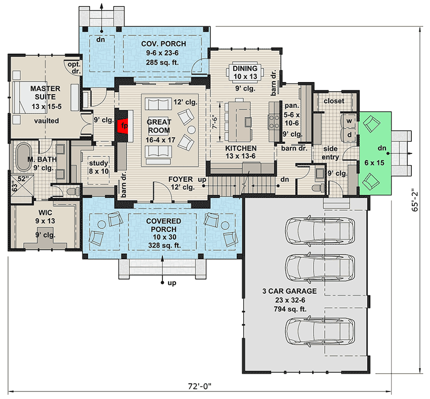 Plan 14661RK: Modern Farmhouse with Vaulted Master Suite - Floor Plan - Main Level - Country, Farmhouse, Modern Farmhouse, New American