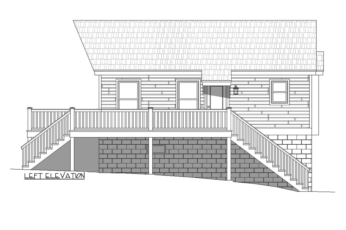 Plan 68515VR: One Bedroom Starter House Plan - Image #4 - Carriage, Vacation