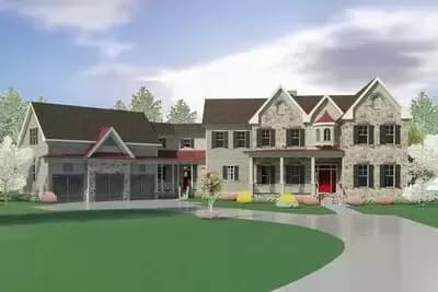 4-Bed House Plan With Angled Garage with Bonus Room Above
