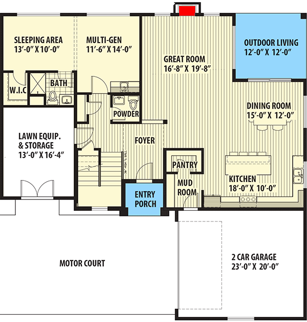 Plan 737025LVL: Transitional Style House Plan With Multi-generational Suite - Floor Plan - Main Level - New American, Northwest, Traditional, Transitional