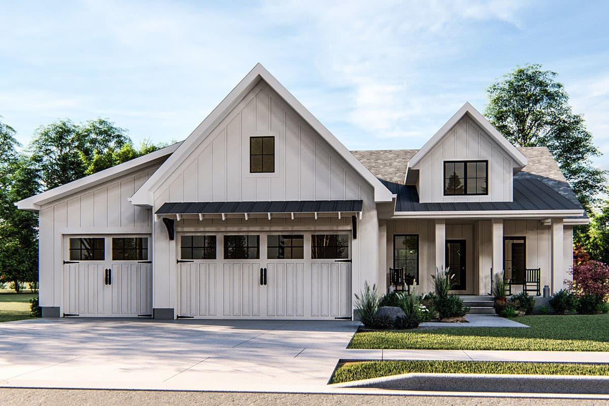 Plan 62725DJ: Modern 3-Bed Farmhouse Plan with Split Bedrooms - 1733 Sq Ft - Image #4 - Country, Farmhouse, Modern Farmhouse, Ranch, Traditional