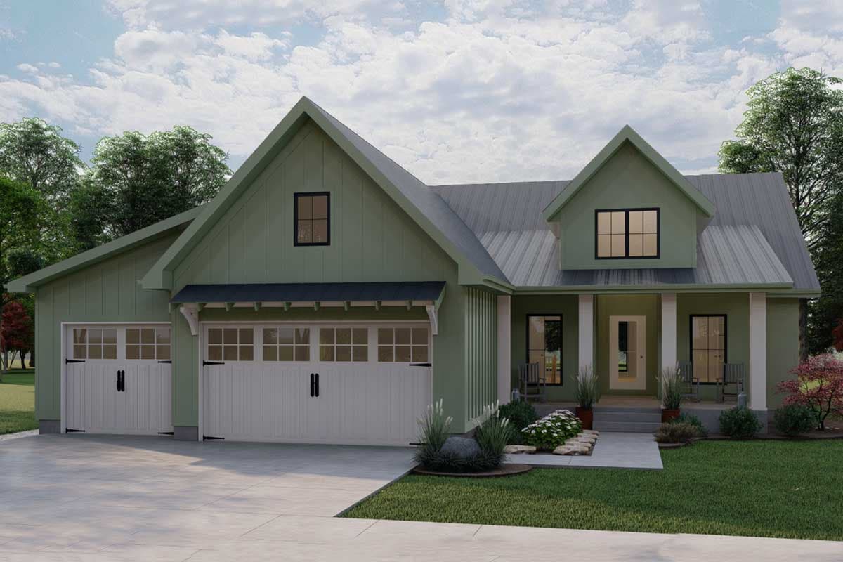 Plan 62725DJ: Modern 3-Bed Farmhouse Plan with Split Bedrooms - 1733 Sq Ft - Image #5 - Country, Farmhouse, Modern Farmhouse, Ranch, Traditional