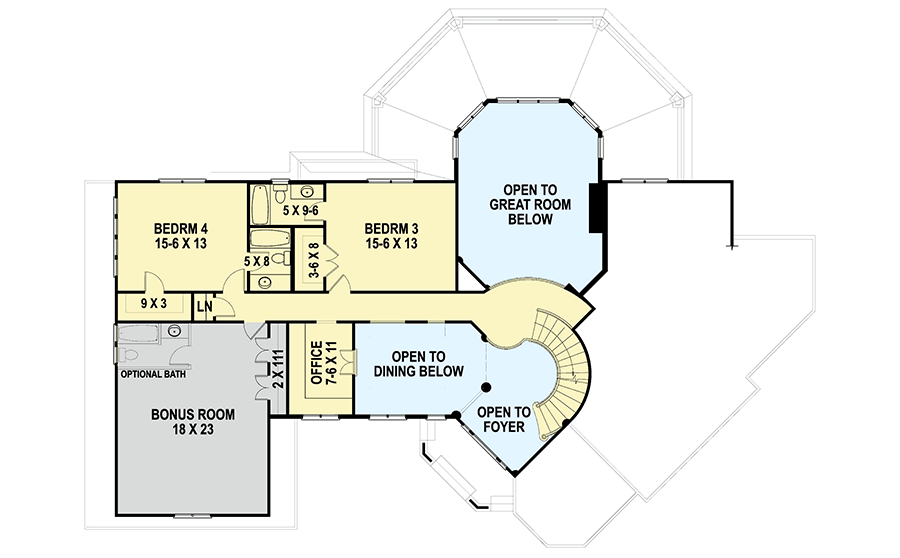 Plan 12314JL: Impressive Flexible 4-Bed French Country Home Plan  - Floor Plan - 2nd Floor - European, French Country, New American, Transitional