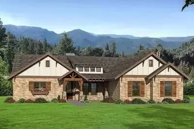 2500 Square Foot Craftsman Home Plan with Vaulted Family Room