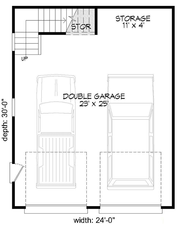 Plan 68517VR: Detached Garage Plan With Upstairs Loft - Floor Plan - Main Level - Traditional