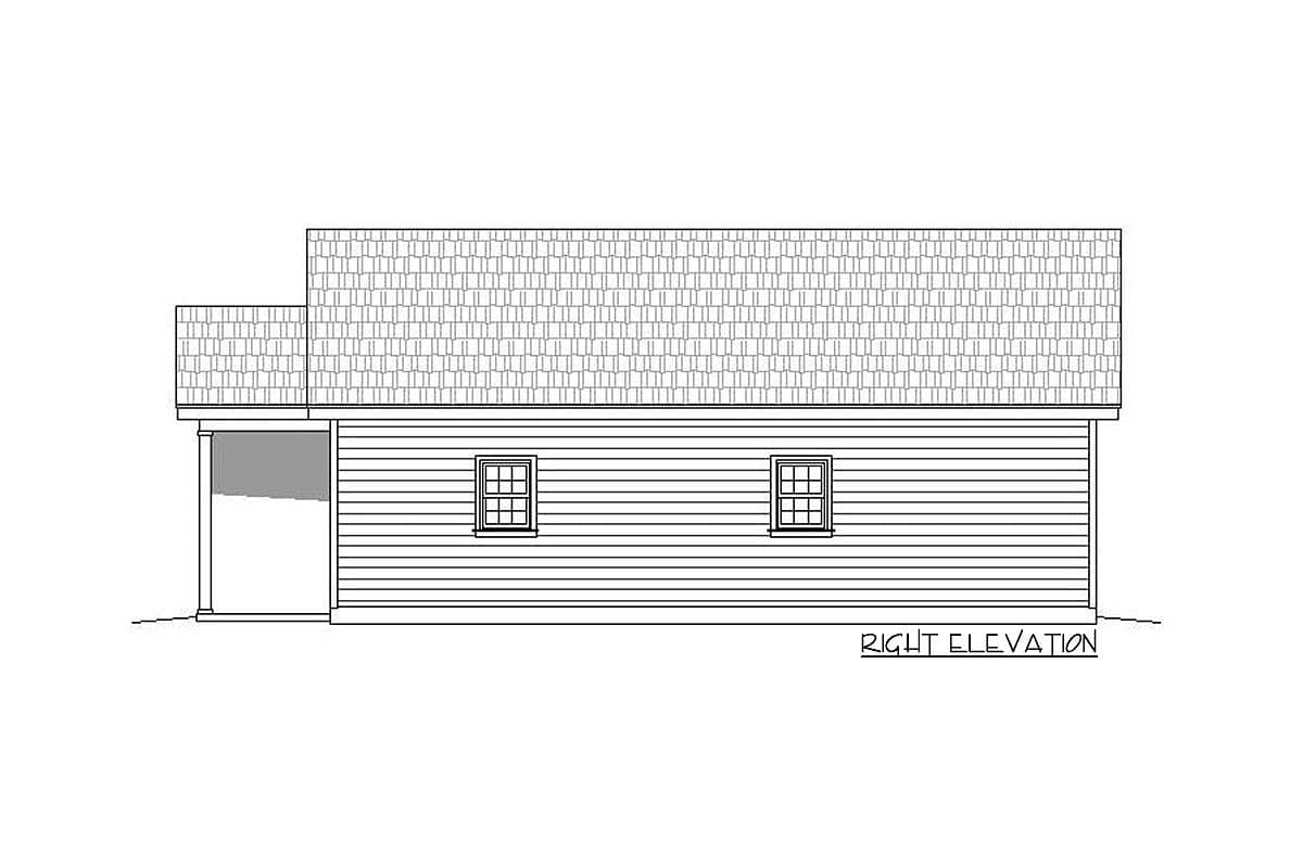 Plan 68520VR: 2-Bed Cottage with Gabled Covered Entry - 1050 Sq Ft - Image #6 - Northwest, Traditional