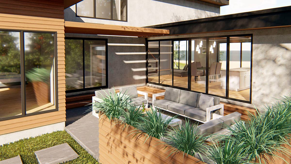Plan 62726DJ: Striking  Modern House Plan with Courtyard and Drive-Under Garage - Image #7 - Coastal, Contemporary, Modern, Northwest