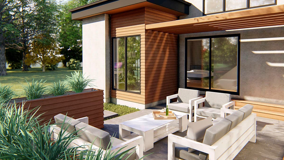 Plan 62726DJ: Striking  Modern House Plan with Courtyard and Drive-Under Garage - Image #8 - Coastal, Contemporary, Modern, Northwest