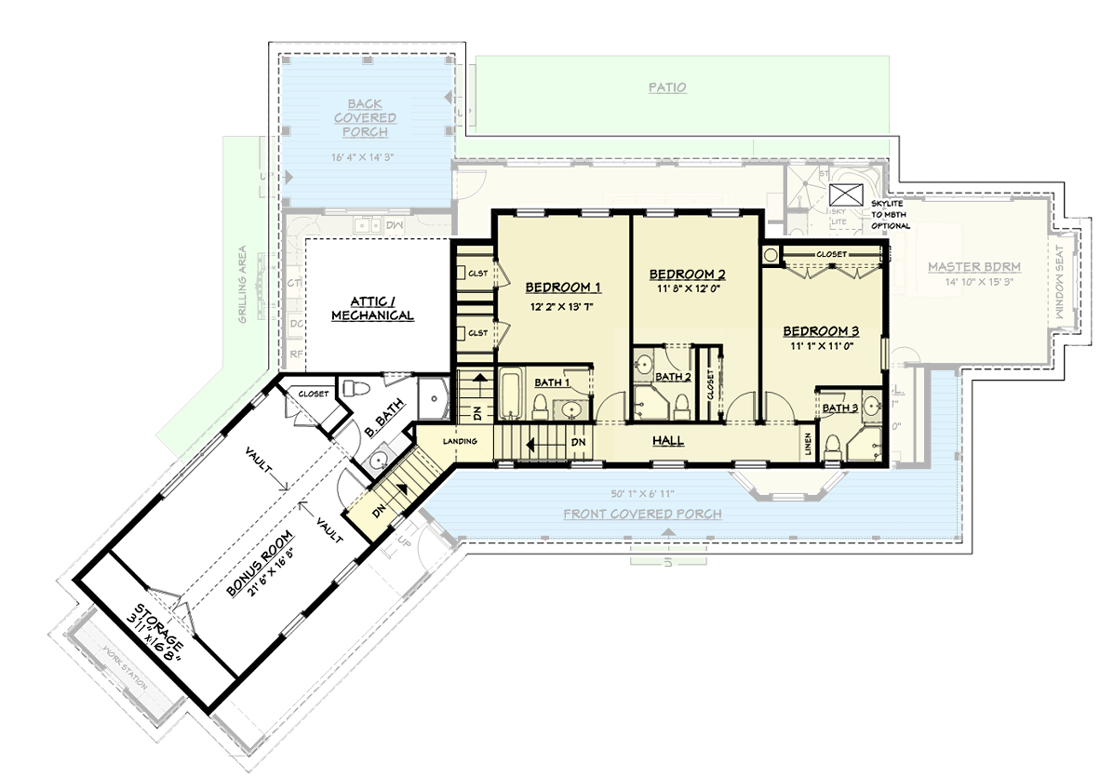 Plan 28922JJ: Versatile Modern Farmhouse Plan with Two Upstairs Bedroom Layouts - Floor Plan - 2nd Floor - Country, Farmhouse, Modern Farmhouse, New American, Traditional