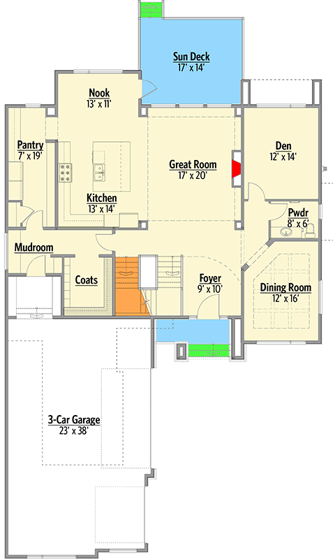 Plan 81700AB: Prairie-Style House Plan with Sunken Bonus Room  - Floor Plan - Main Level - Contemporary, Modern, Northwest, Prairie