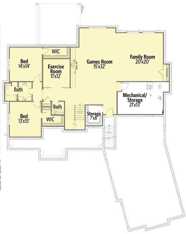 Plan 81709AB: Split Bedrooms and an Optional Finished Lower Level - Floor Plan - Optional Finished Lower Level - Northwest