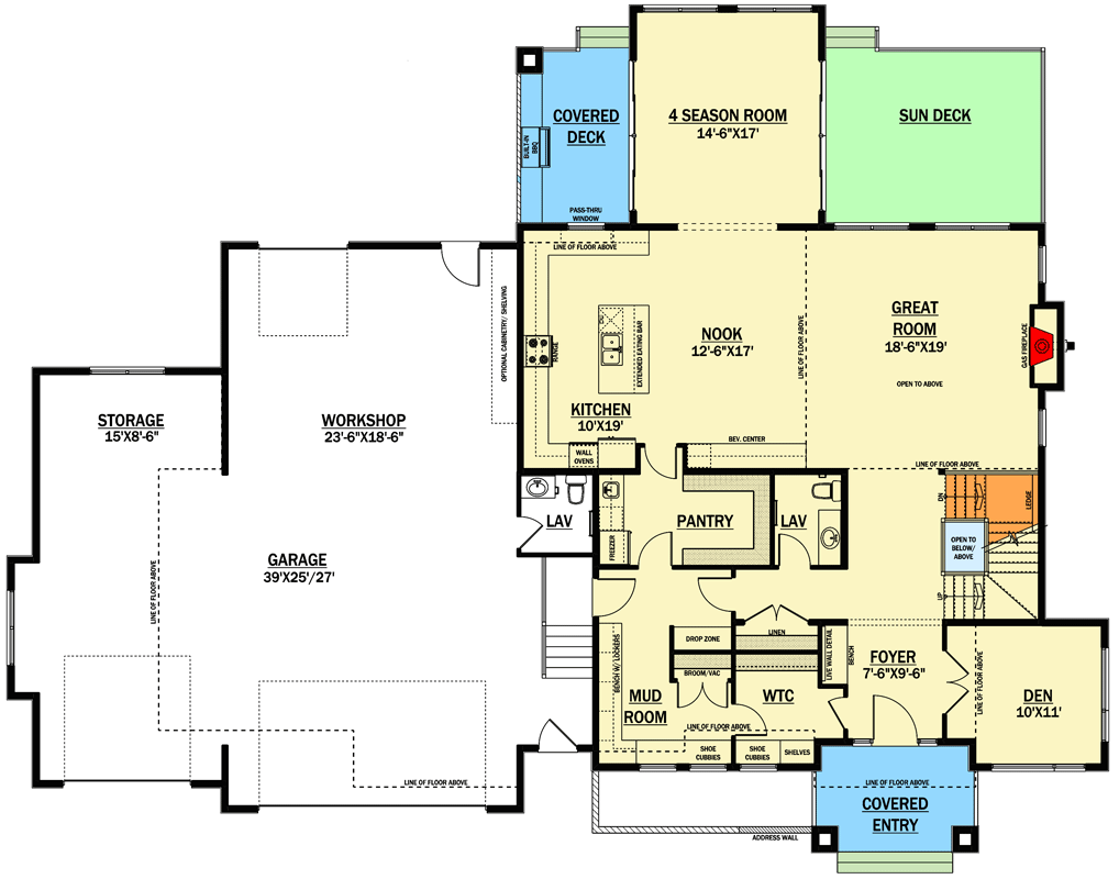Plan 81708AB: Spacious Prairie Style House Plan - Floor Plan - Main Level - Northwest, Prairie