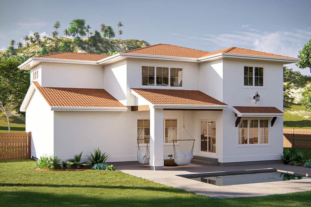 Plan 62727DJ: 4-Bed Mediterranean House Plan with Pocket Office - 2417 Sq Ft - Image #15 - Coastal, European, Mediterranean