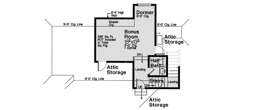 Plan 48566FM: One Level European House Plan with Bonus Space - 2165 Sq Ft - Floor Plan - 2nd Floor - European, French Country