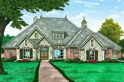 One Level European House Plan with Bonus Space - 2165 Sq Ft