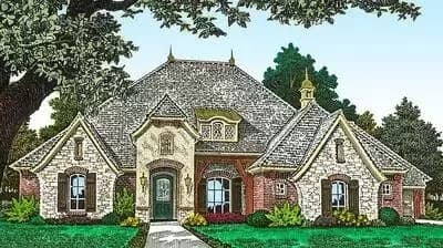 Elegant European House Plan with Split Bedrooms and a Split Garage