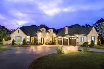  French Country House Plan with Media Room and Upstairs Rec Room