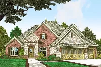European House Plan with Game Room and Media Room