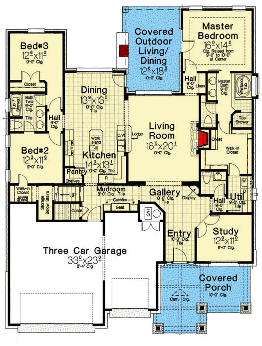 Plan 48575FM: 3-Bed Craftsman House Plan with Split Bedroom Layout - 2280 Sq Ft - Floor Plan - Main Level - Cottage, Craftsman, Northwest