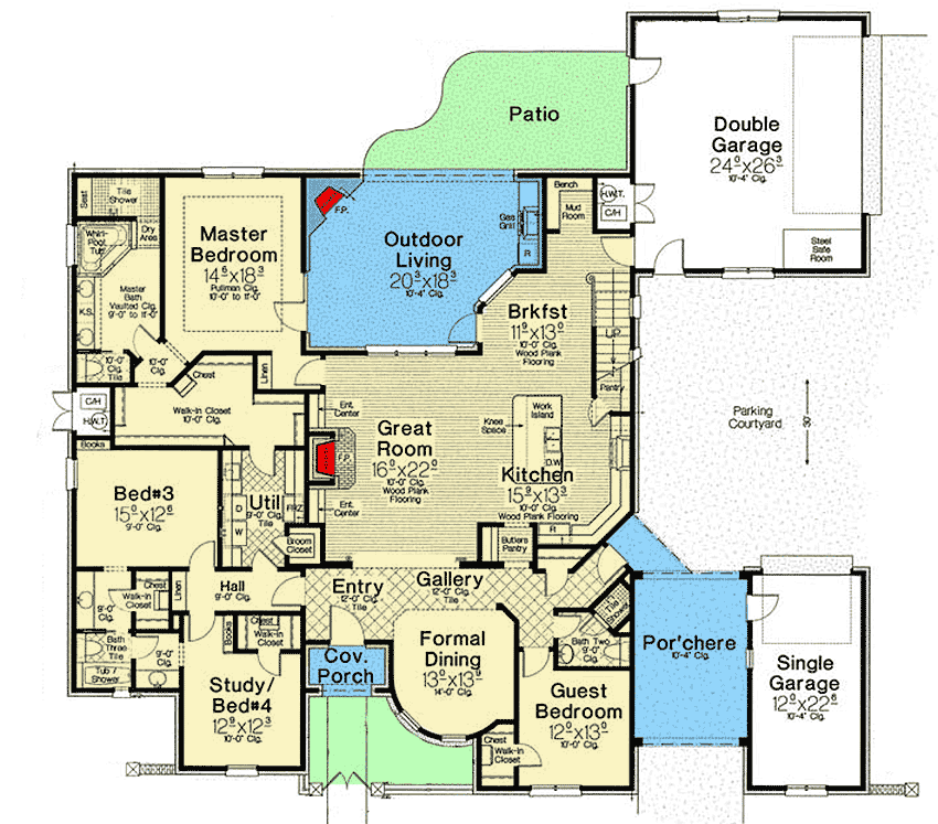 Plan 48576FM: French Country House Plan with Attractive Turreted Dining Room - 2973 Sq Ft - Floor Plan - Main Level - European, French Country