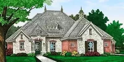Split Bedroom European House Plan with Bonus Room Included