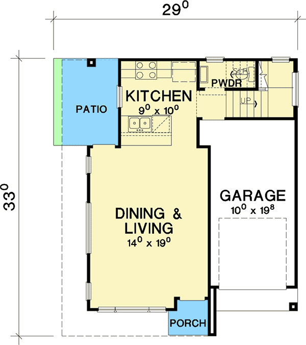 Plan 31192D: Modern 3-Bed Cottage with Upstairs Laundry - Floor Plan - Main Level - Cottage, Farmhouse, Vacation