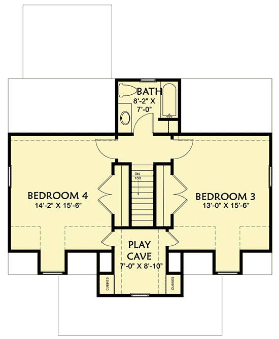 Plan 500033VV: Modern Country Victorian House Plan with Upstairs Play Cave - Floor Plan - 2nd Floor - Cottage, Country, Farmhouse, New American, Traditional, Victorian